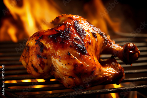 grilled chicken on the grill AI-generated art, Generative AI, illustration