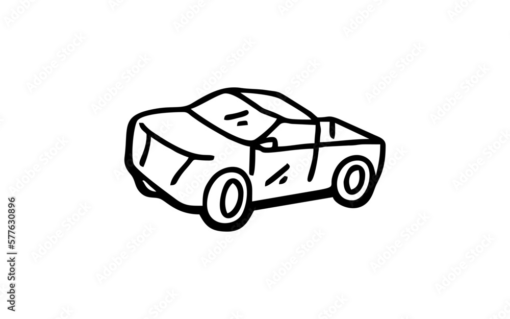 TRUCK PICKUP Doodle art illustration with black and white style. TRUCK PICKUP Doodle art illustration with black and white style.