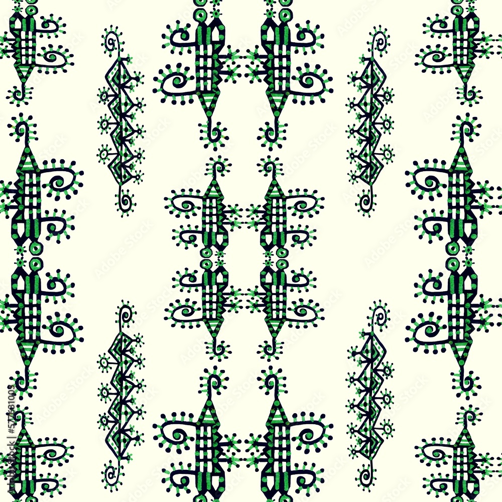 Seamless hand drawn geometric pattern in rhythmic ethnic Memphis style, linear background. Seamless hand drawn geometric pattern in rhythmic ethnic Memphis style, linear background.