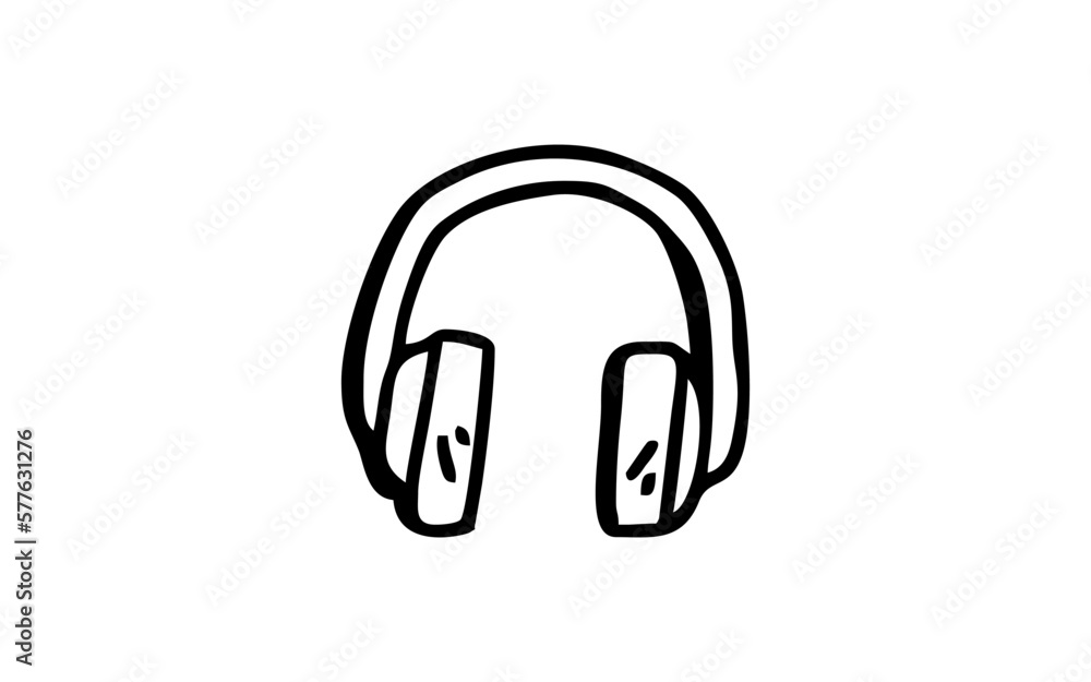 HEADSET Doodle art illustration with black and white style. HEADSET Doodle art illustration with black and white style.