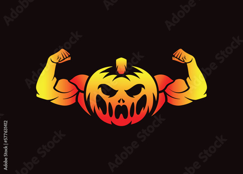 kettlebell, barbell and halloween illustrations vector logo