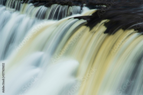Beautiful dramatic landscape image of Aysgarth Falls in Yorkshire Dales in England during Winter morning