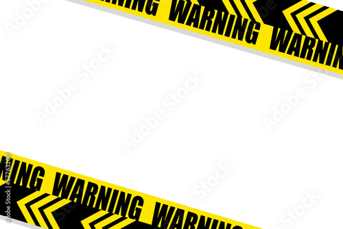 Frame yellow and black tape, border line, ribbon caution sign vector template.