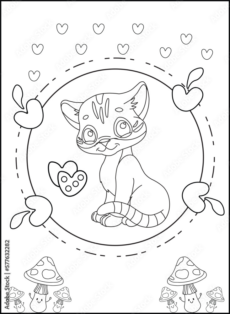 Cute cat outline coloring page for kids line drawing animal coloring ...