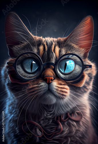 Fun picture of a cat wearing glasses