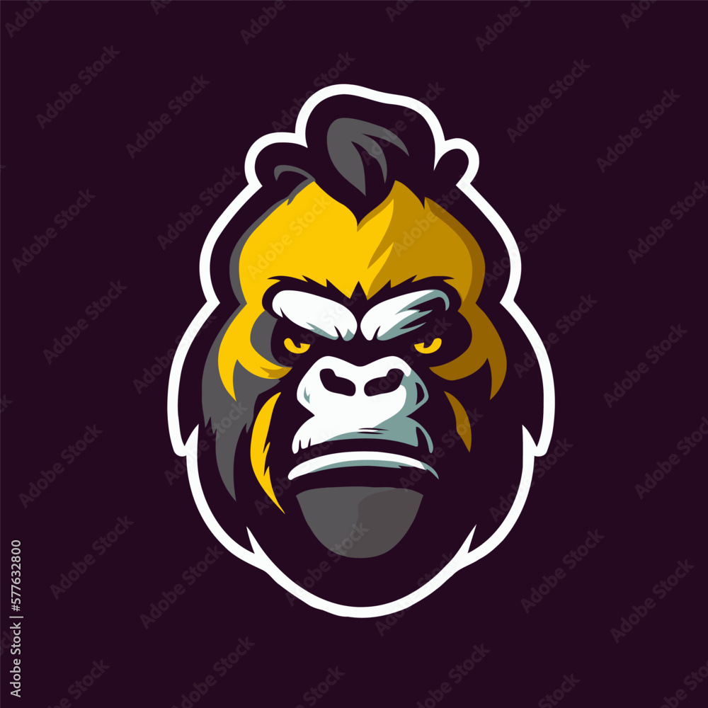 Gorilla head mascot logo vector illustration template for sport team.