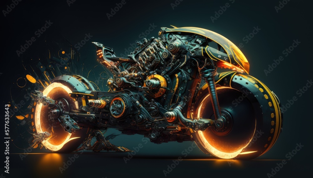 Futuristic sports motorcycle. Created with Generative AI. Futuristic sports motorcycle. Created with Generative AI.