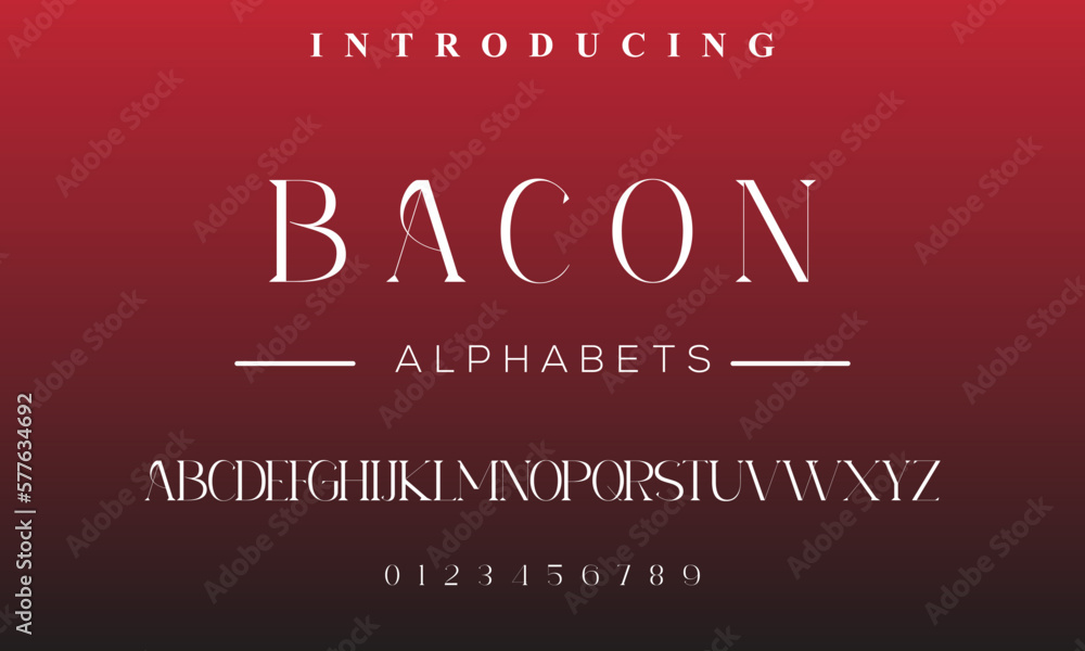 BACON Classic sans serif typeface. Typography uppercase fonts set design, vector illustration a