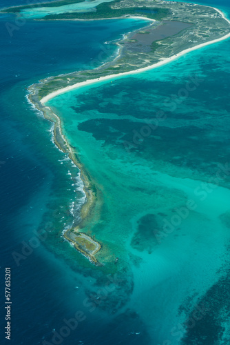Aerial view of Los Roques in Venezuela  turquoise blue beaches  exotic beaches