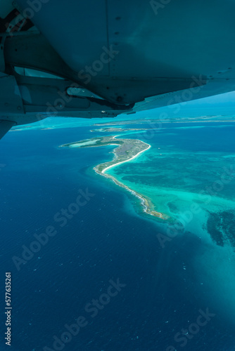 Aerial view of Los Roques in Venezuela, turquoise blue beaches, exotic beaches