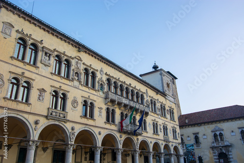 the beautiful town hall of Belluno the small town in the Dolomites © corradobarattaphotos