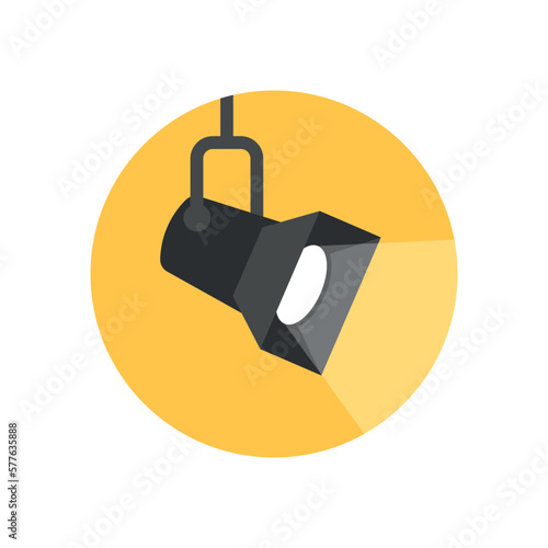 Lamp illumination icon in flat style. Spotlight vector illustration on isolated background. Floodlight energy sign business concept.