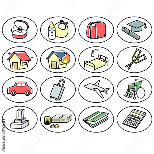 ライフイベントとお金のアイコンセット