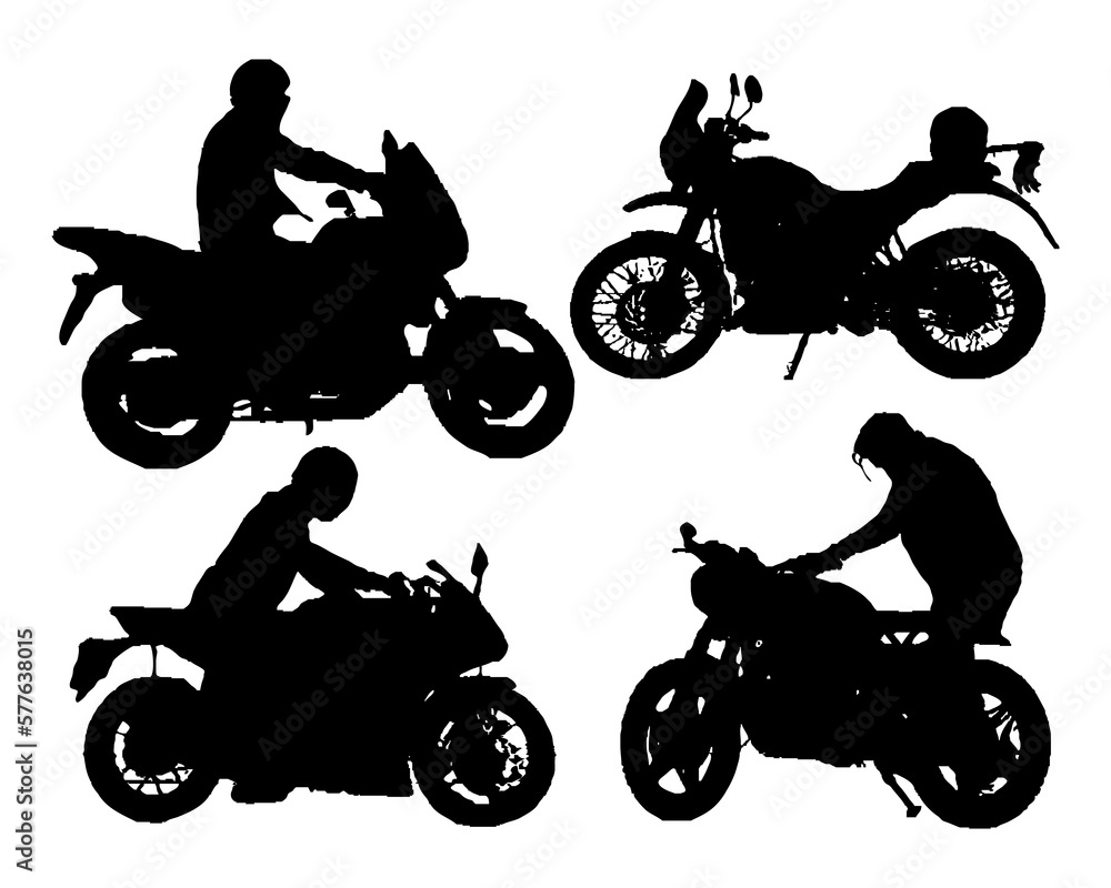 Obraz premium Silhouettes of honda motorcycle with man