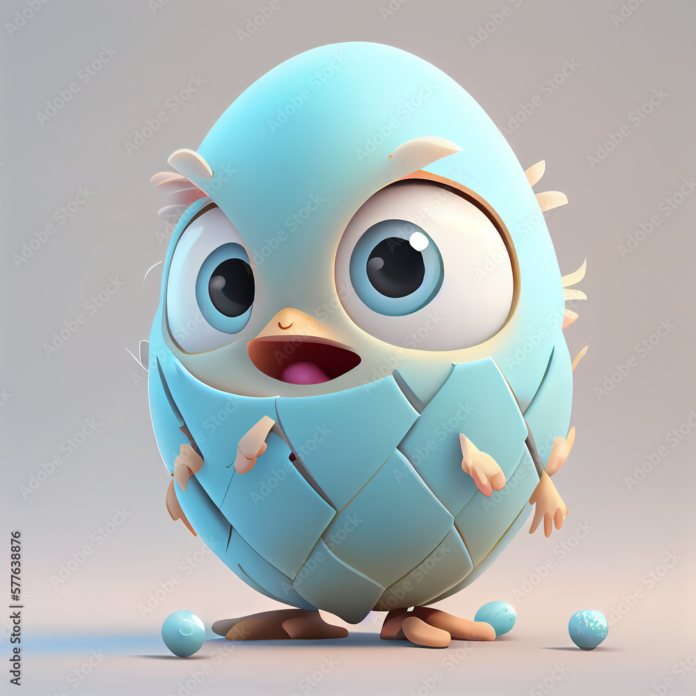 Obraz premium Easter cute egg character. Generative AI