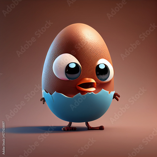 Easter cute egg character. Generative AI