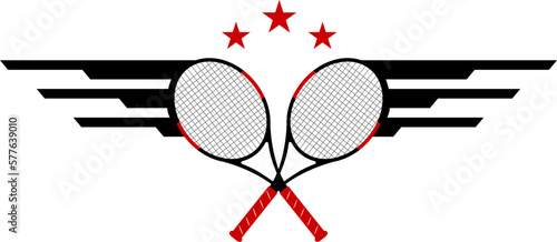 Tennis racket with wing and star
