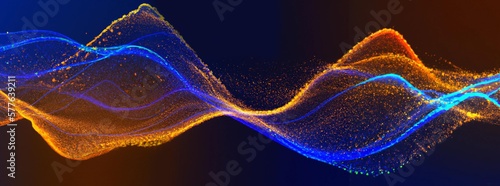 3D wave pattern glowing abstract digital particles background. Future vector illustration. Technology background concept. © Faruk