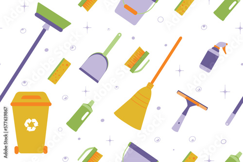 Seamless pattern.Background of cleaning equipment. Vector illustration isolated on a white background