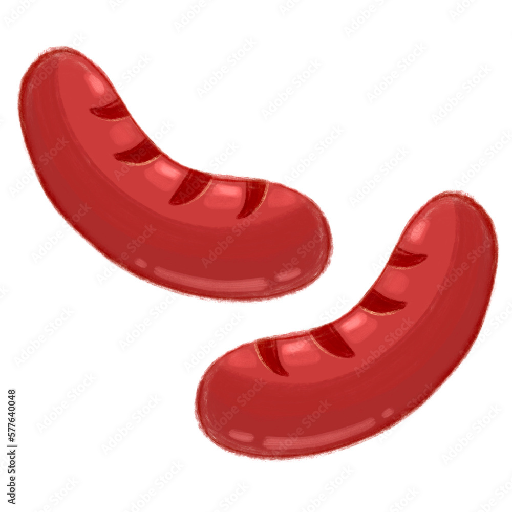 Two Sausages isolated on transparent background Two Sausages isolated on transparent background