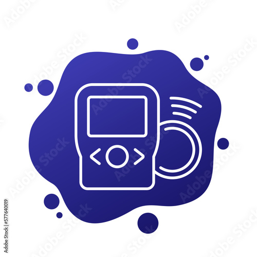 continuous glucose monitor line icon, sugar in blood level