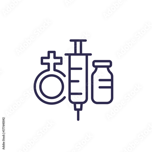 Estrogen therapy line icon on white