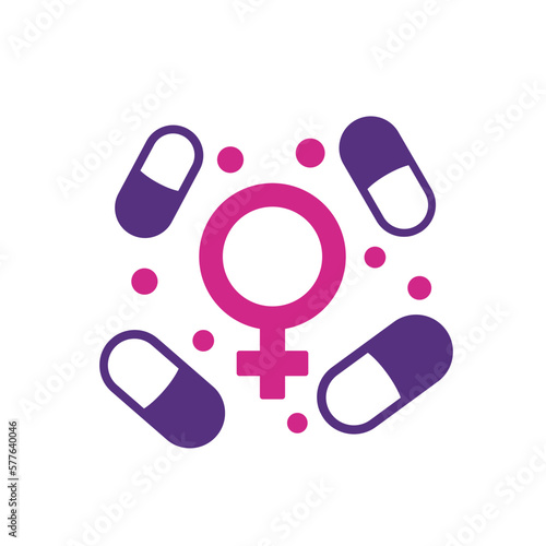 Estrogen therapy pills icon on white