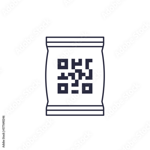 bag with qr code icon, vector