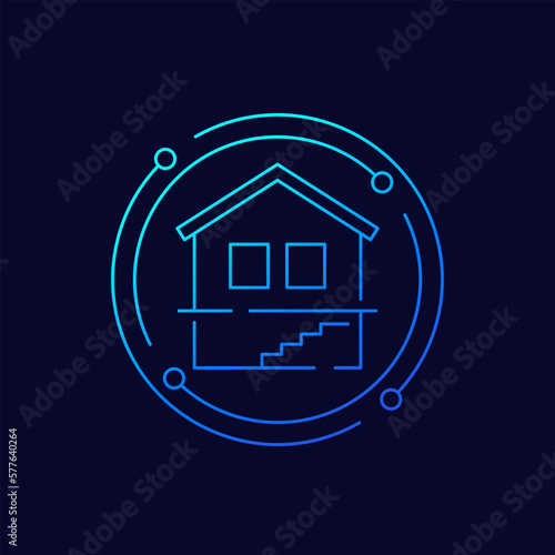 basement icon with a house, linear design