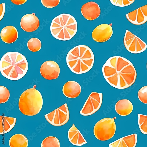 seamless pattern with oranges created with generative ai technology © LikotoArtworks