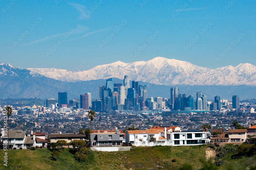 Obraz premium Downtown Los Angeles California Snow