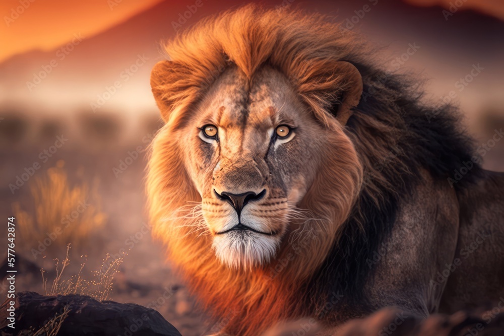 Fototapeta premium Portrait of a lion, , generative ai