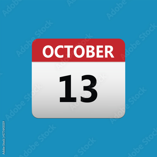 Free Download 13th October calendar icon. October 13 calendar Date Month icon. Isolated on blue background - GFXLoad