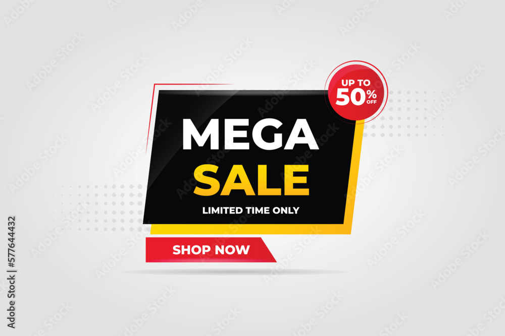 Fototapeta premium Mega Sale banner template design with colorful gradient,