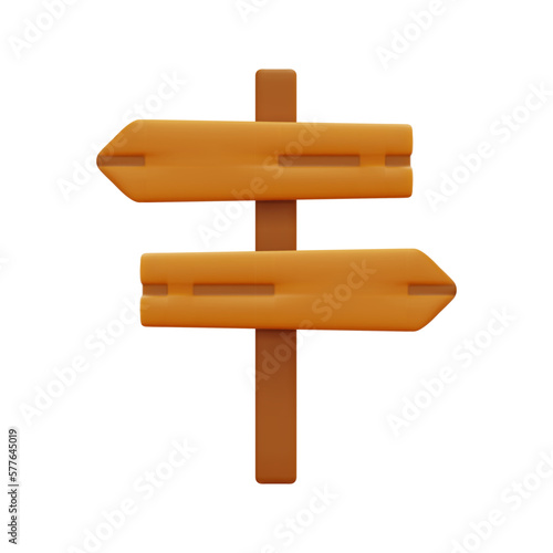 3d wooden sign icon vector. Isolated on white background. 3d signaling, direction and guidepost concept. Cartoon minimal style. 3d signpost icon vector render illustration.