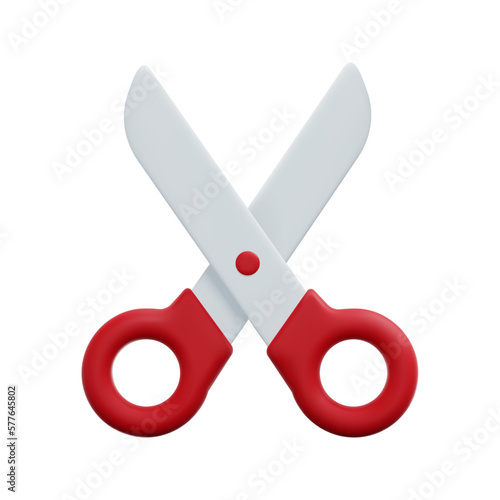 3d scissors icon vector. Isolated on white background. Education, medicine, hairdressing supplies and stationery. Cartoon minimal style. 3d cutting icon vector render illustration.