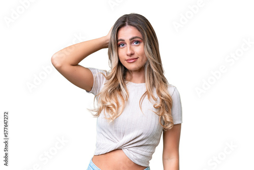 Young Uruguayan woman over isolated background with an expression of frustration and not understanding