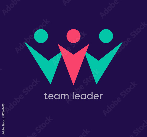 Team and leading people logo. Unique design color transitions. Team logo template advancing to the top. vector.