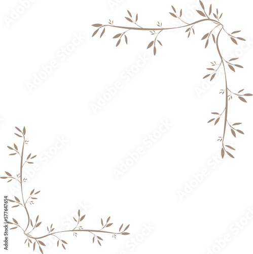 leaves branch round frame wallpaper on eps. white transparent background Cover. Stock vector illustration