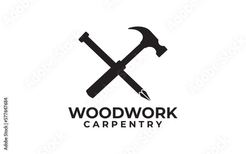vintage carpentry and mechanic labels, emblems logo