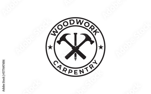 vintage carpentry and mechanic labels, emblems logo