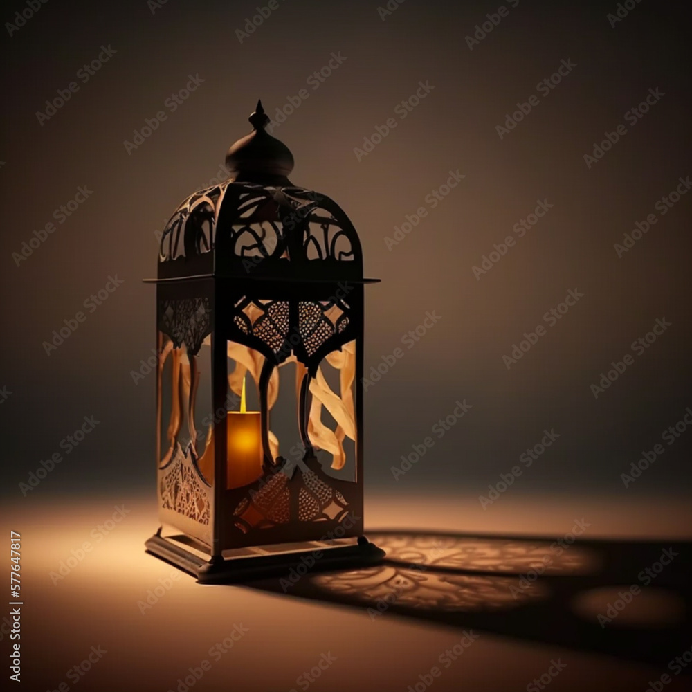 The combination of an ornamental Arabic lantern with a burning candle glowing at night and glittering golden bokeh light. Festive design, celebrate Muslim holy month Ramadan Kareem. Generative Ai The combination of an ornamental Arabic lantern with a burning candle glowing at night and glittering golden bokeh light. Festive design, celebrate Muslim holy month Ramadan Kareem. Generative Ai