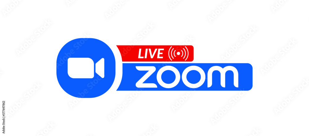 Live zoom logo icon design vector isolated in red and blue color