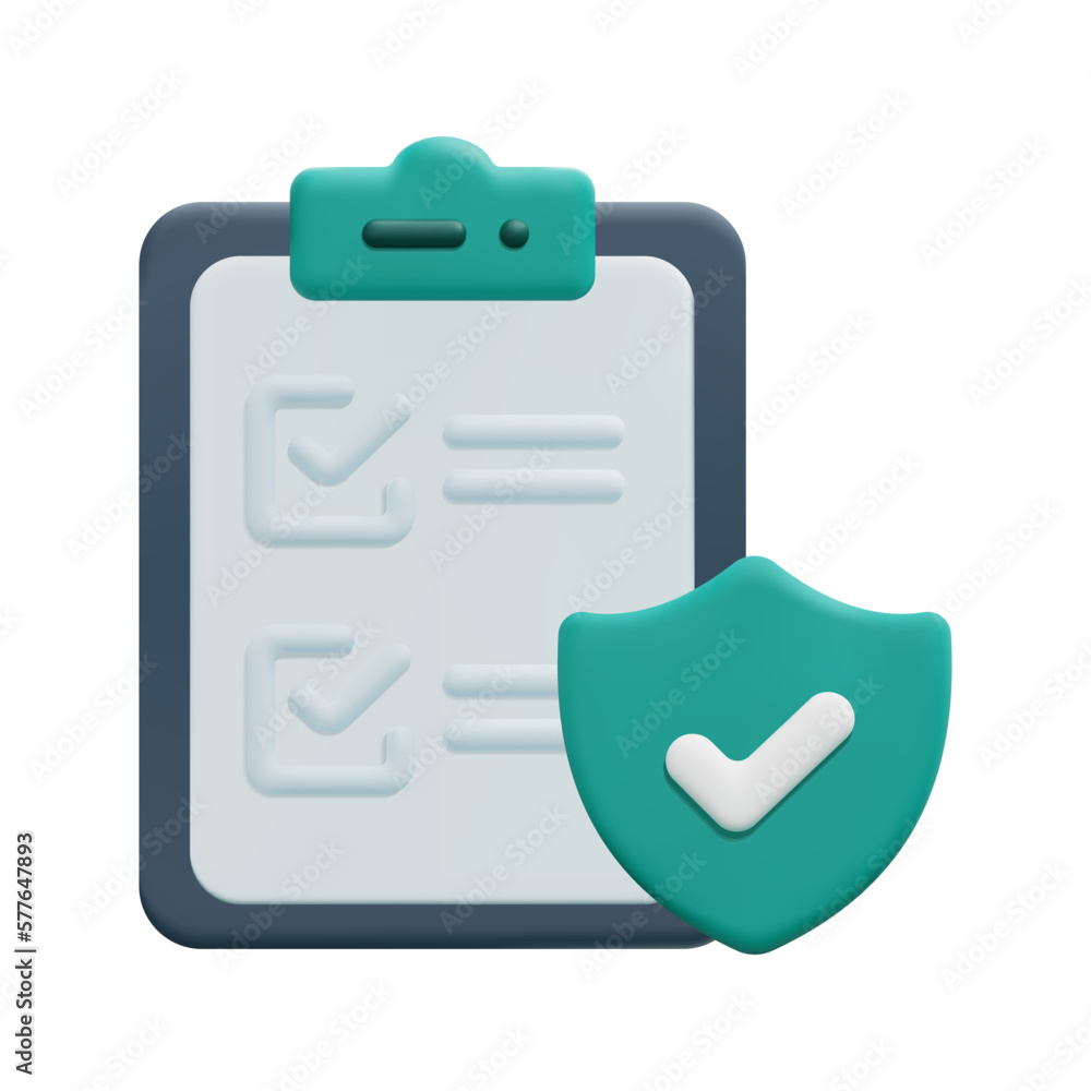 3d checklist, check mark and shield icon vector. Isolated on white background. 3d health insurance concept. Cartoon minimal style. 3d icon vector render illustration. 3d checklist, check mark and shield icon vector. Isolated on white background. 3d health insurance concept. Cartoon minimal style. 3d icon vector render illustration.
