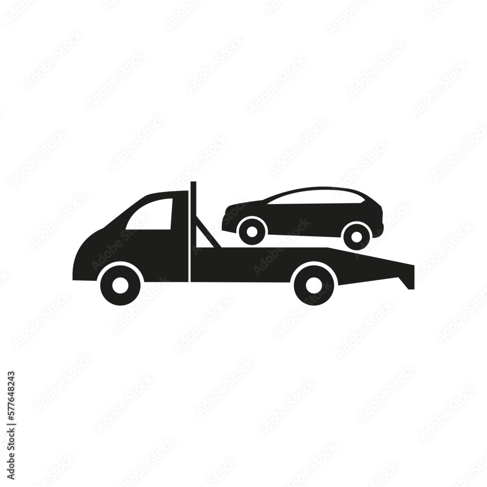 Fototapeta premium Tow truck icon. Simple flat vector illustration on a white background