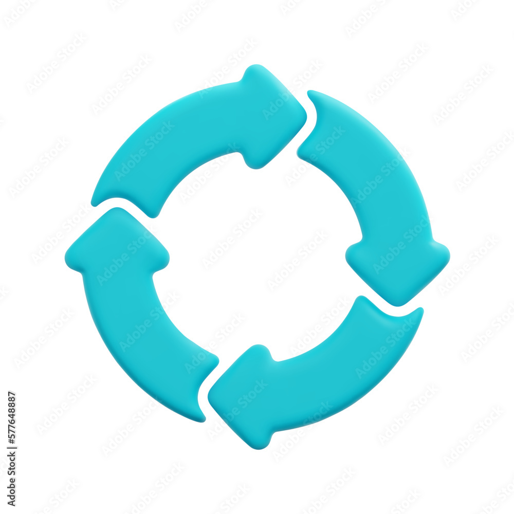 3d continuous icon vector. Isolated on white background. 3d agile, business and technology concept. Cartoon minimal style. 3d cycle arrows icon vector render illustration. 3d continuous icon vector. Isolated on white background. 3d agile, business and technology concept. Cartoon minimal style. 3d cycle arrows icon vector render illustration.