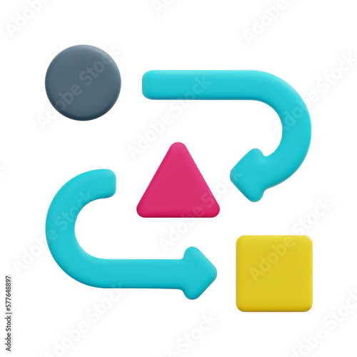 3d dependency icon vector. Isolated on white background. 3d agile, business and technology concept. Cartoon minimal style. 3d arrows icon vector render illustration.