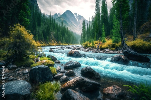 waterfall in the mountains Amazing Nature Picture with water AI Generated 