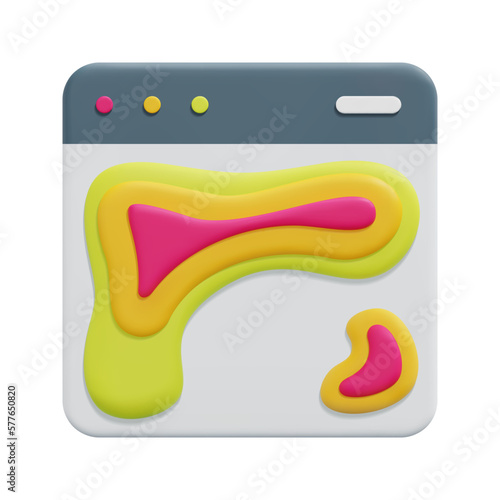 3d heatmap on website icon vector. Isolated on white background. 3d ux and ui concept. Cartoon minimal style. 3d icon vector render illustration.