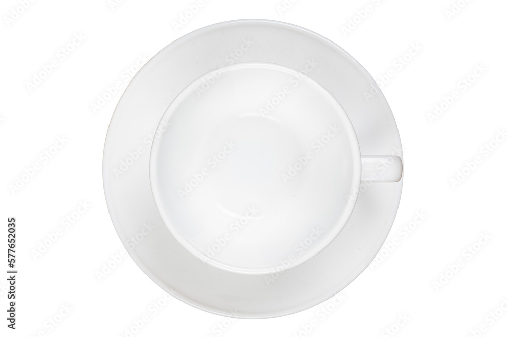 empty white hot coffee mug isolated on white background with clipping. top view empty white hot coffee mug isolated on white background with clipping. top view